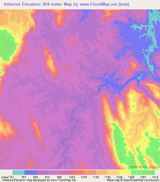 Velezina,Madagascar Elevation Map