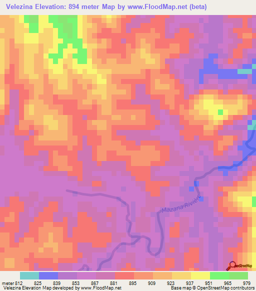 Velezina,Madagascar Elevation Map