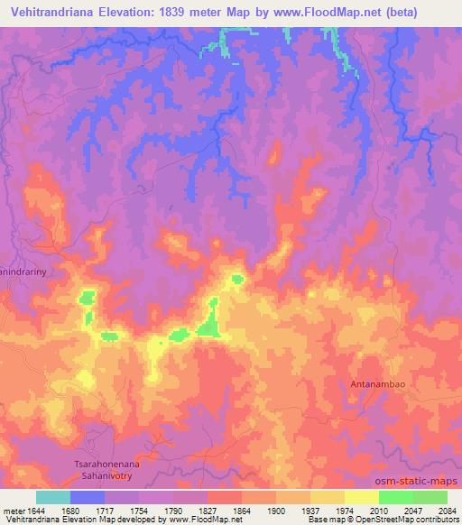 Vehitrandriana,Madagascar Elevation Map