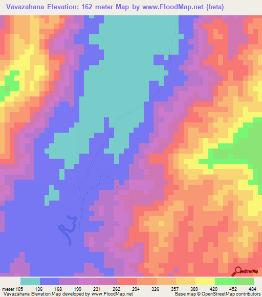 Vavazahana,Madagascar Elevation Map
