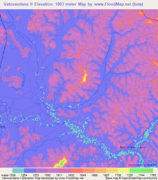 Vatovandana II,Madagascar Elevation Map