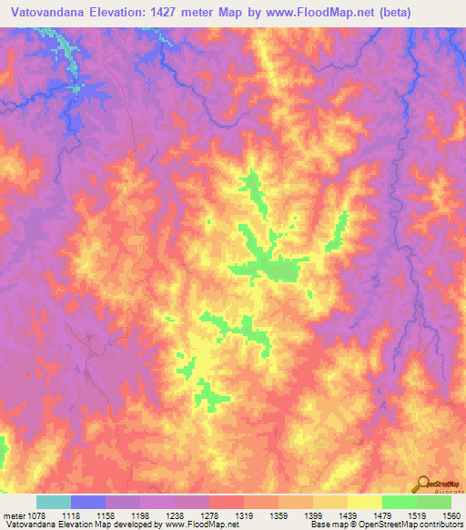 Vatovandana,Madagascar Elevation Map