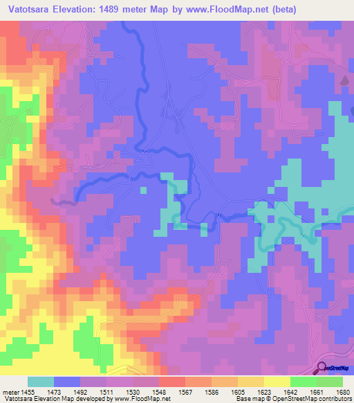 Vatotsara,Madagascar Elevation Map