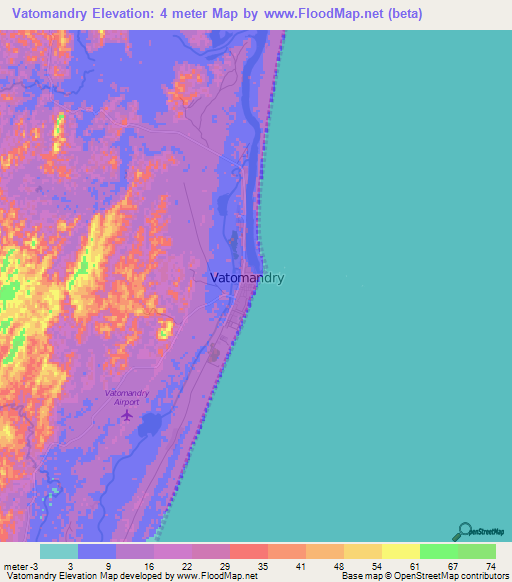 Vatomandry,Madagascar Elevation Map