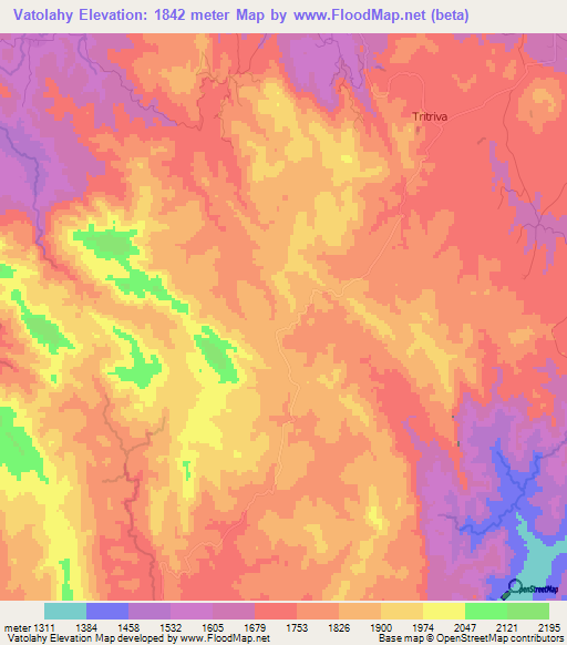 Vatolahy,Madagascar Elevation Map