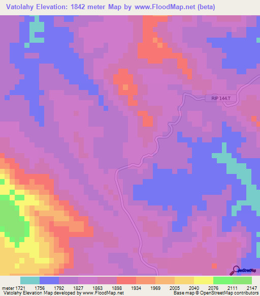 Vatolahy,Madagascar Elevation Map