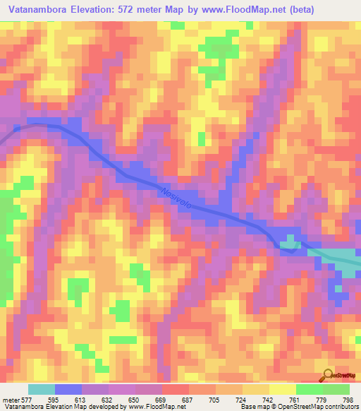 Vatanambora,Madagascar Elevation Map