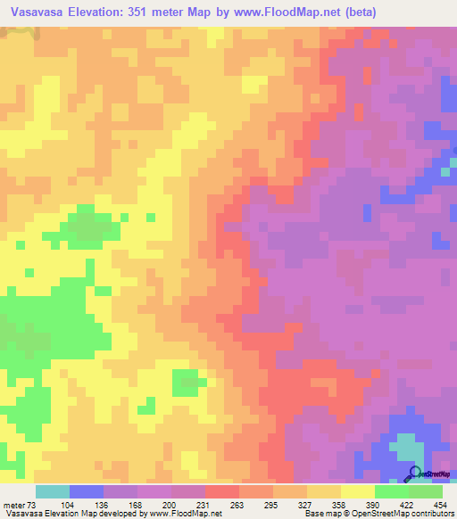 Vasavasa,Madagascar Elevation Map