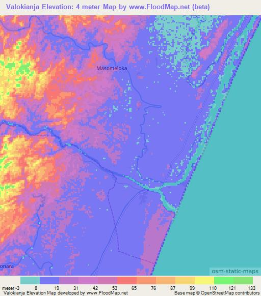 Valokianja,Madagascar Elevation Map