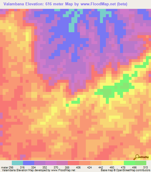 Valambana,Madagascar Elevation Map