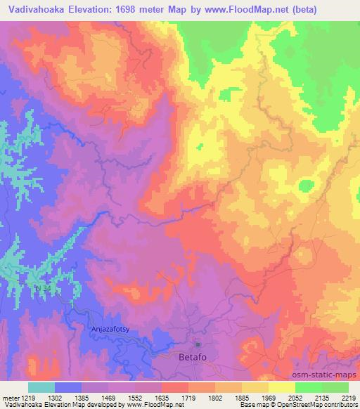 Vadivahoaka,Madagascar Elevation Map