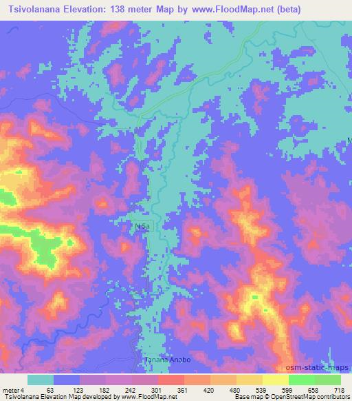 Tsivolanana,Madagascar Elevation Map