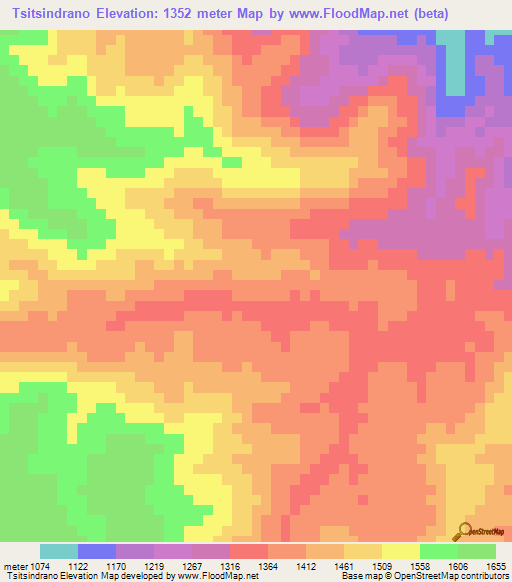 Tsitsindrano,Madagascar Elevation Map