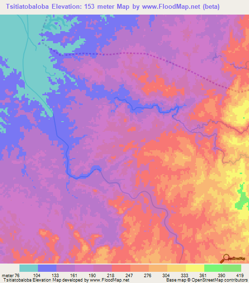 Tsitiatobaloba,Madagascar Elevation Map