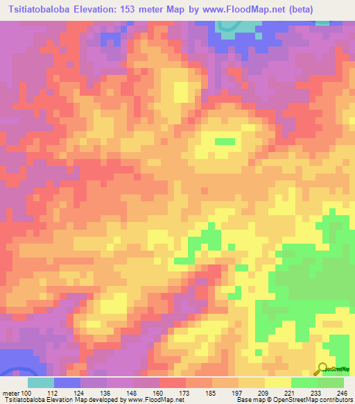 Tsitiatobaloba,Madagascar Elevation Map