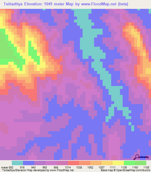 Tsitiaditya,Madagascar Elevation Map