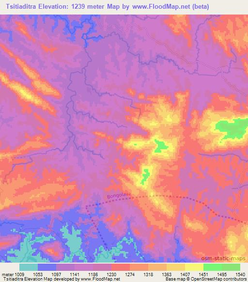 Tsitiaditra,Madagascar Elevation Map