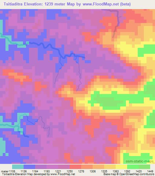 Tsitiaditra,Madagascar Elevation Map