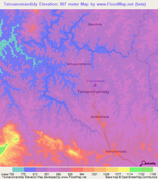 Tsiroanomandidy,Madagascar Elevation Map