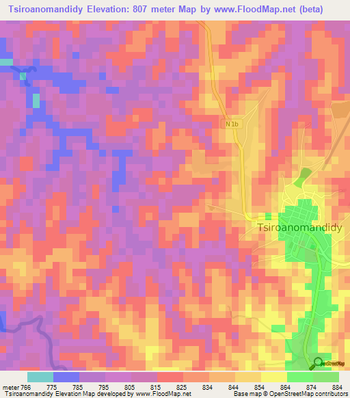 Tsiroanomandidy,Madagascar Elevation Map