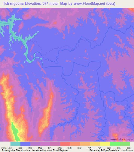 Tsirangotina,Madagascar Elevation Map