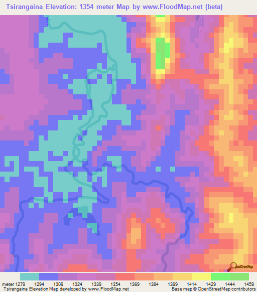 Tsirangaina,Madagascar Elevation Map