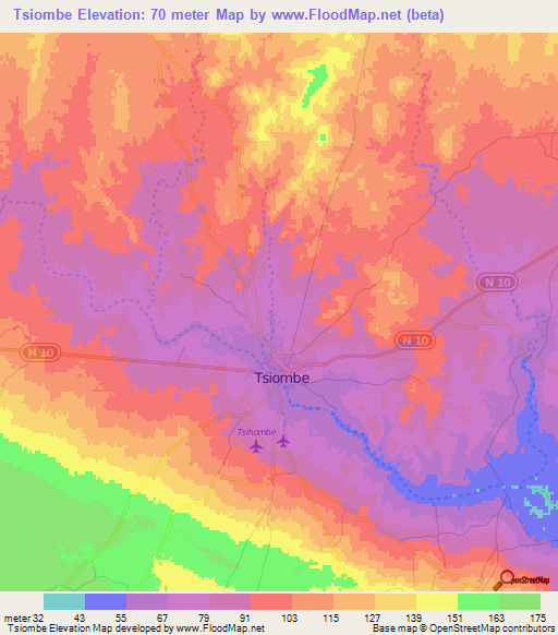 Tsiombe,Madagascar Elevation Map