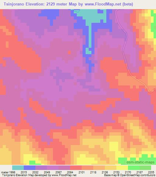Tsinjorano,Madagascar Elevation Map