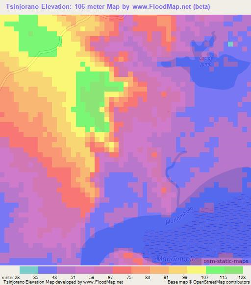 Tsinjorano,Madagascar Elevation Map