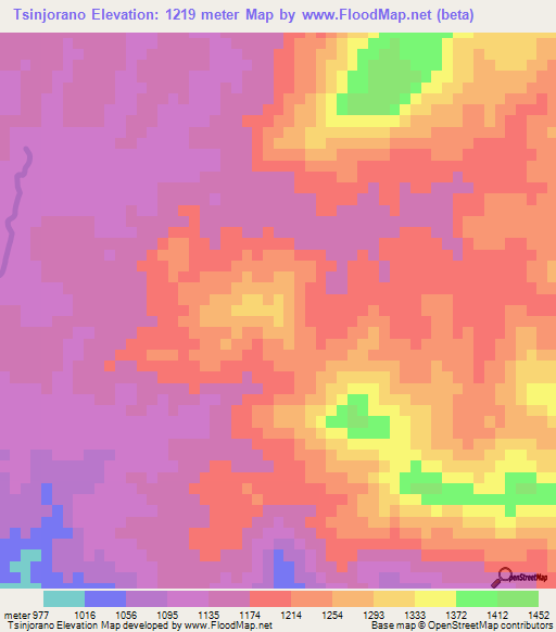 Tsinjorano,Madagascar Elevation Map