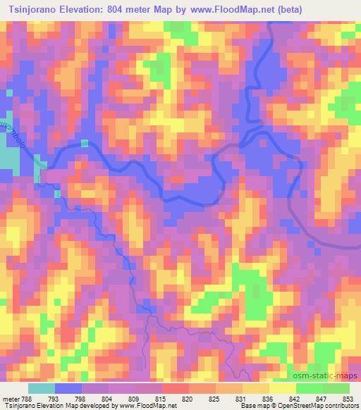 Tsinjorano,Madagascar Elevation Map