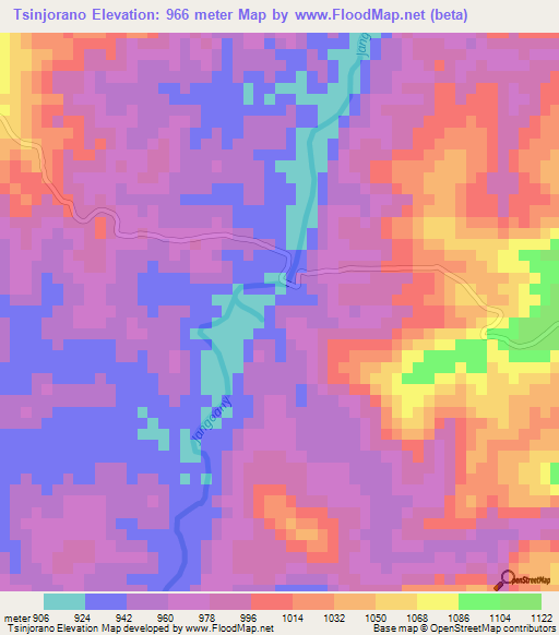 Tsinjorano,Madagascar Elevation Map