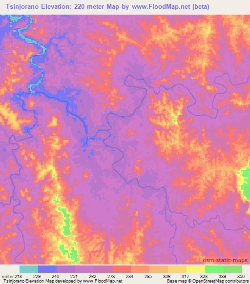 Tsinjorano,Madagascar Elevation Map
