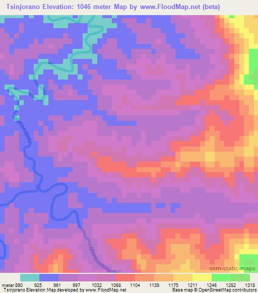 Tsinjorano,Madagascar Elevation Map
