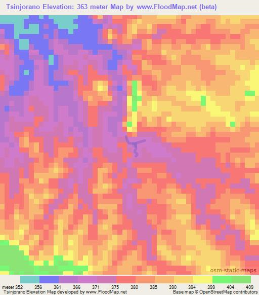 Tsinjorano,Madagascar Elevation Map