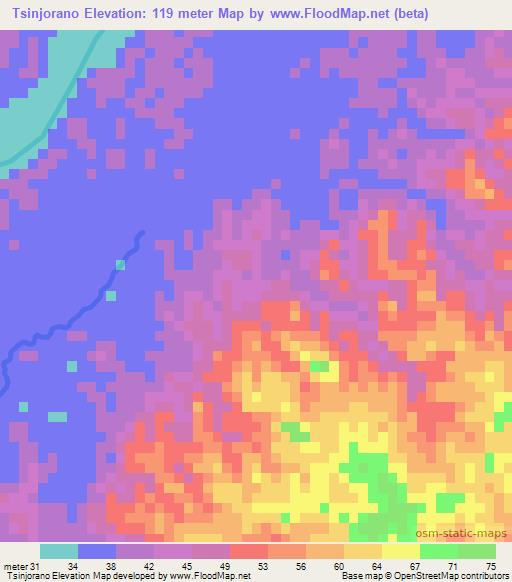 Tsinjorano,Madagascar Elevation Map