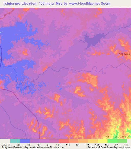 Tsinjorano,Madagascar Elevation Map