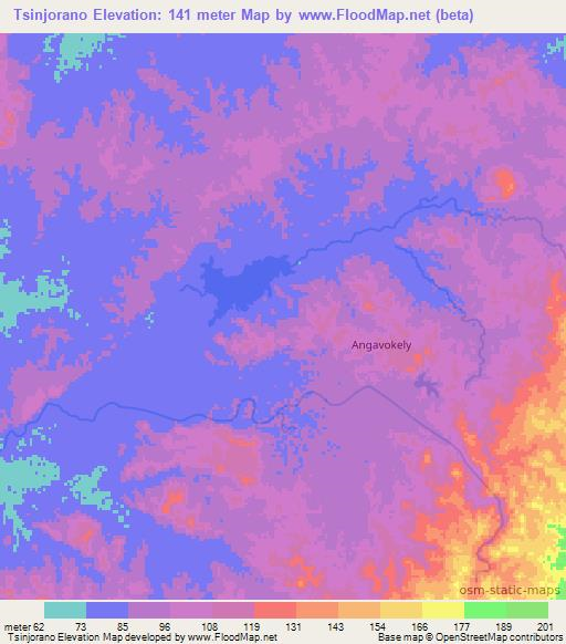 Tsinjorano,Madagascar Elevation Map