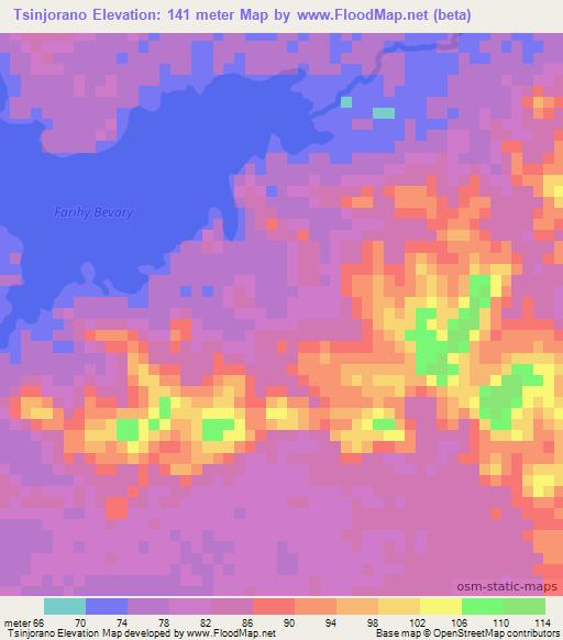 Tsinjorano,Madagascar Elevation Map