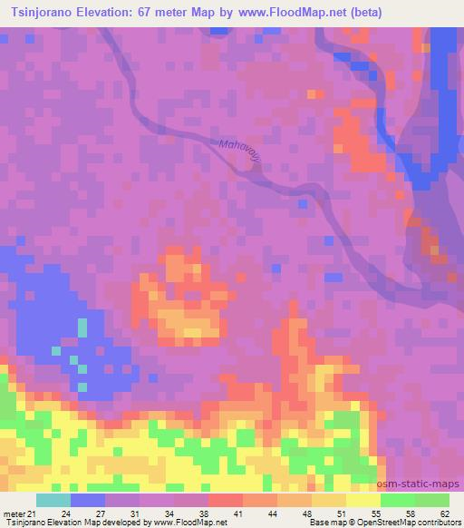 Tsinjorano,Madagascar Elevation Map