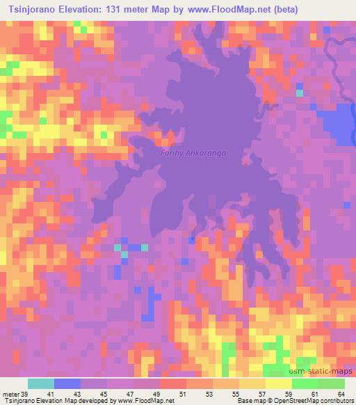 Tsinjorano,Madagascar Elevation Map