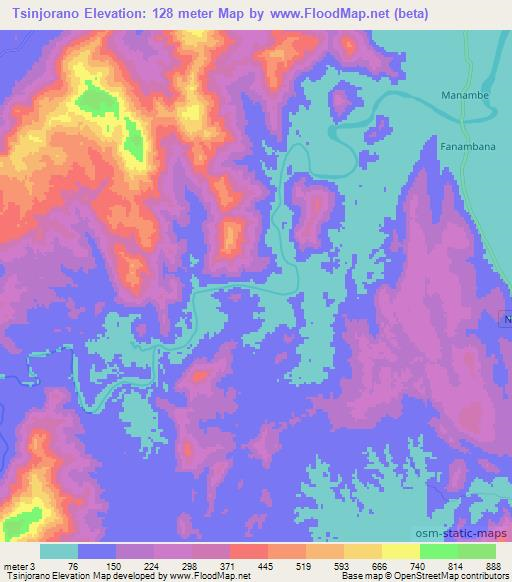 Tsinjorano,Madagascar Elevation Map