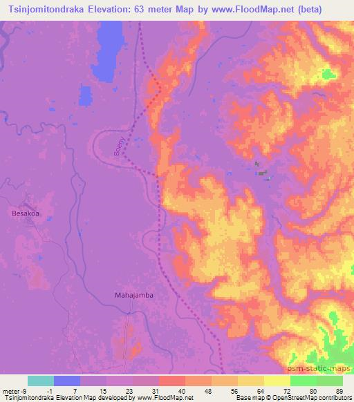 Tsinjomitondraka,Madagascar Elevation Map