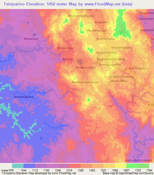 Tsinjoarivo,Madagascar Elevation Map
