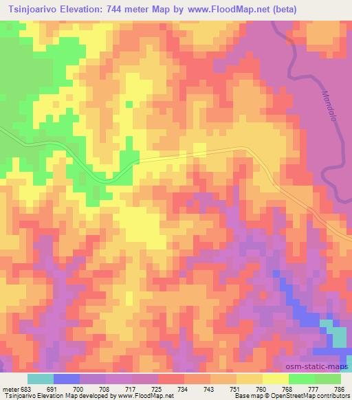 Tsinjoarivo,Madagascar Elevation Map