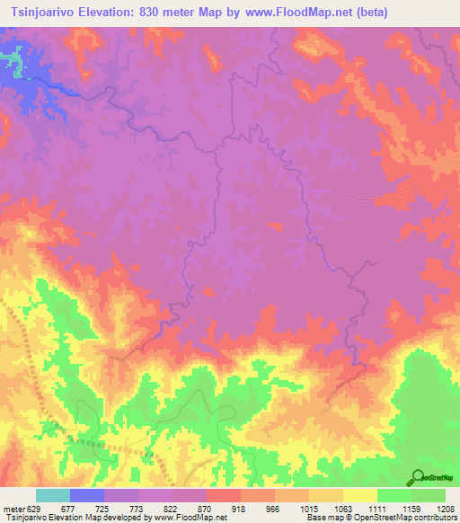 Tsinjoarivo,Madagascar Elevation Map