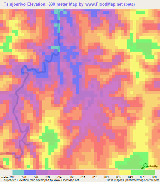 Tsinjoarivo,Madagascar Elevation Map