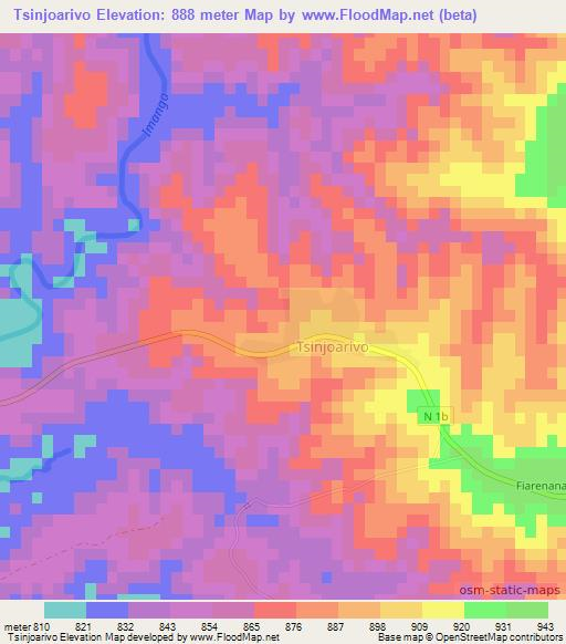 Tsinjoarivo,Madagascar Elevation Map