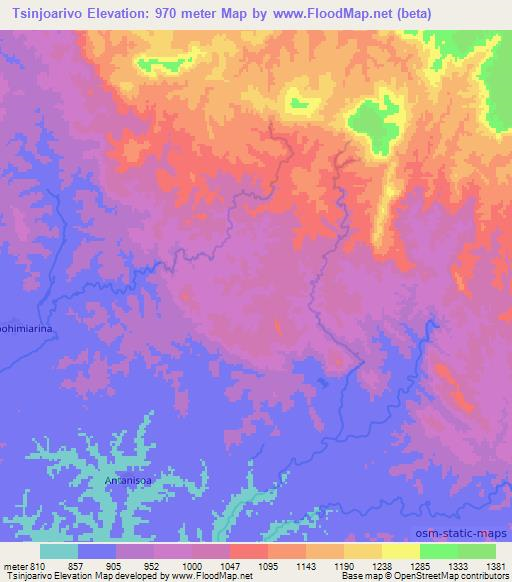 Tsinjoarivo,Madagascar Elevation Map