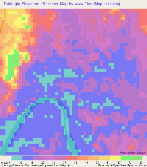 Tsiningia,Madagascar Elevation Map